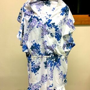 NWT Diane Von Furstenberg DVF Blue Purple White Floral Romper Women”s US 12